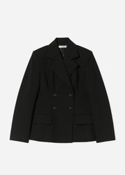 Double Breasted Fitted Blazer in Virgin Wool - Black - CO Collections